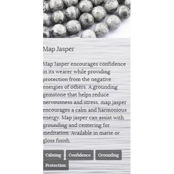 10mm Polished Grey Map Jasper Matte Onyx Natural Stone Bead Stretch Bracelet - Picture 4 of 7